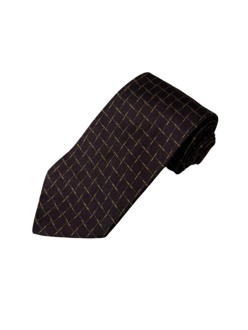 Giorgio Armani Cravatte Silk Tie Dark Plum Geometric Textured Woven Necktie